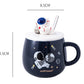 Handgefertigter Astronaut großer BECHER für Männer mit Deckel für Kaffee und Tee 450 ml