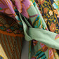 Baumwolle Kimono Boho Vintage Baumwolle Pfauenblumenmuster Druck Gürtel Frauen Bohemian V-Ausschnitt Fledermausärmel Robe Kimono, Geschenk für sie