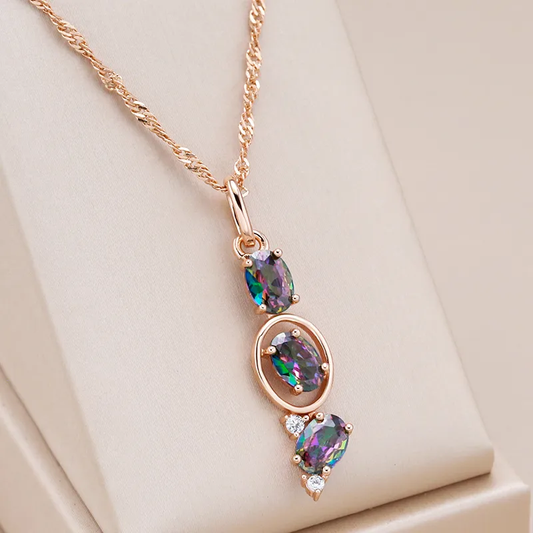 Frendorf | Elegante farbenfrohe dreifache Kristall-Halskette