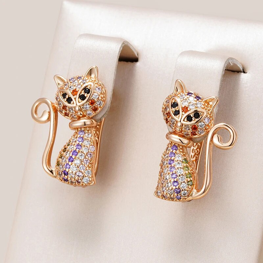 Frendorf | Elegante Farbige Zirkonia Katzenohrringe