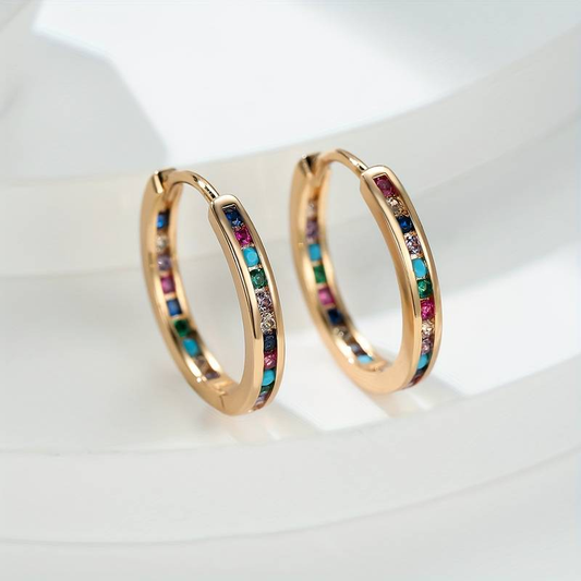 Frendorf | Elegante Farbige Eingelötete Zirkonia Ohrringe