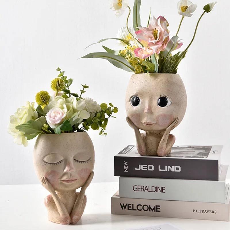 Frendorf | BlushBloom Deko-Blumentopf im Gesicht-Design | Modern & Einzigartig | Für Pflanzen & Deko-Liebhaber