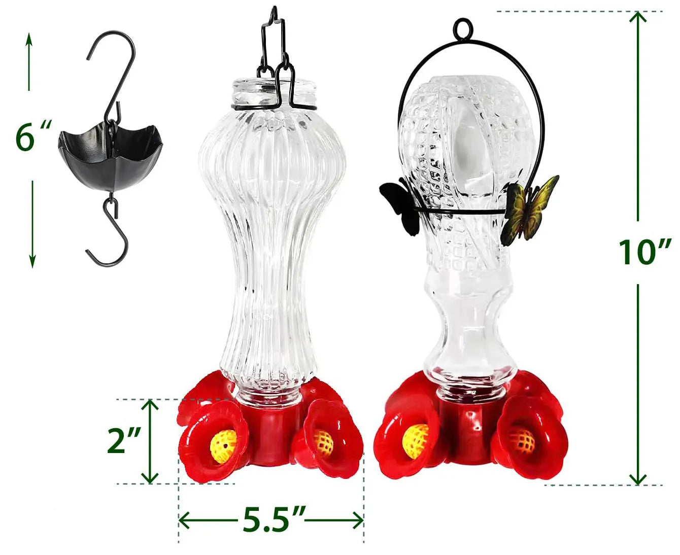 Frendorf | Blumen Glas Kolibri-Futterspender mit Ameisenmoat