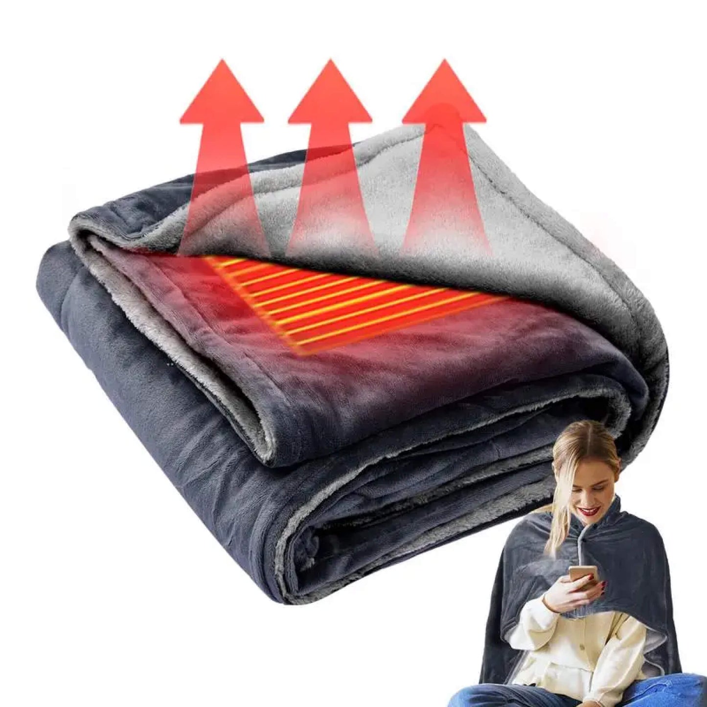 Frendorf | Elektrischer Warming Heated Throw Über- und Unterdecke Poncho mit Fleece