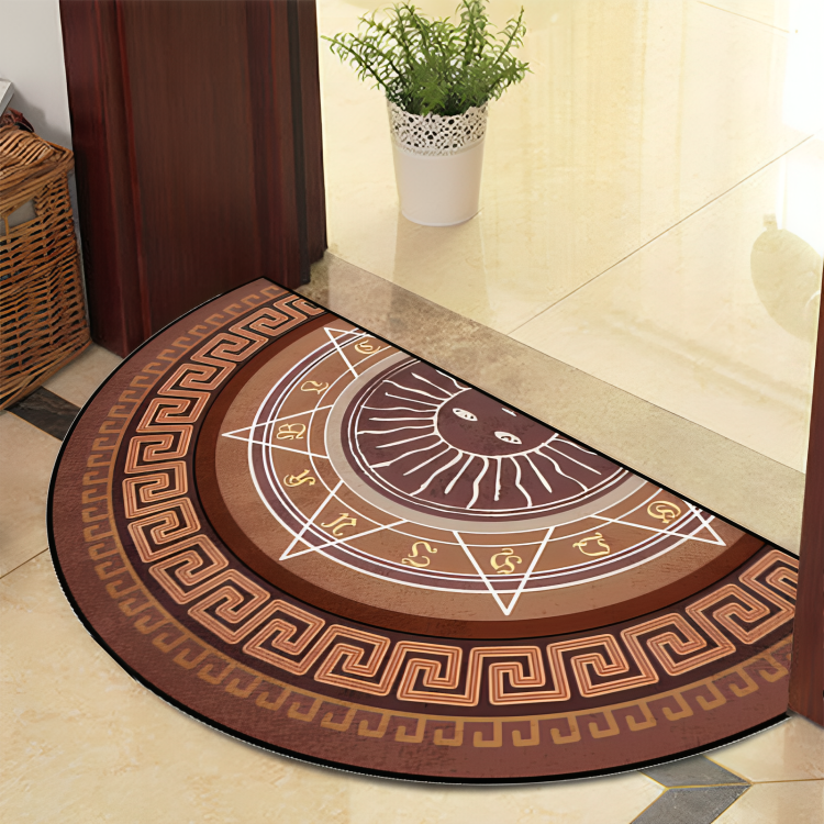 Runde Mandala Teppich - Dicke rutschfeste Matte, maschinenwaschbar, perfekt für Wohnzimmer, Flur und draußen – Polyester
