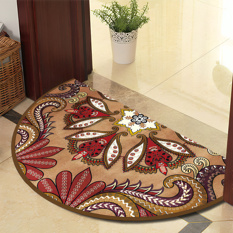 Runde Mandala Teppich - Dicke rutschfeste Matte, maschinenwaschbar, perfekt für Wohnzimmer, Flur und draußen – Polyester