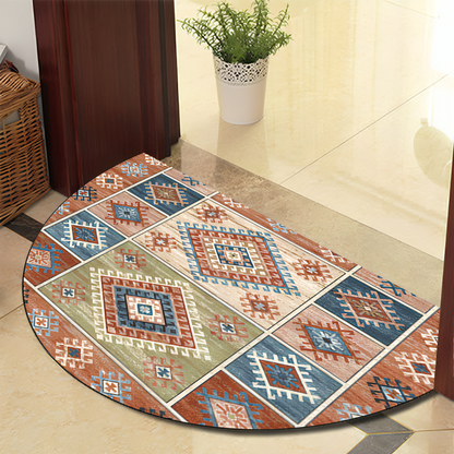 Runde Mandala Teppich - Dicke rutschfeste Matte, maschinenwaschbar, perfekt für Wohnzimmer, Flur und draußen – Polyester
