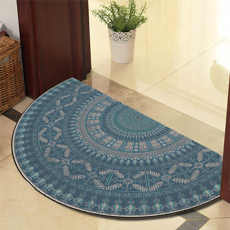 Runde Mandala Teppich - Dicke rutschfeste Matte, maschinenwaschbar, perfekt für Wohnzimmer, Flur und draußen – Polyester