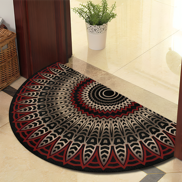 Runde Mandala Teppich - Dicke rutschfeste Matte, maschinenwaschbar, perfekt für Wohnzimmer, Flur und draußen – Polyester