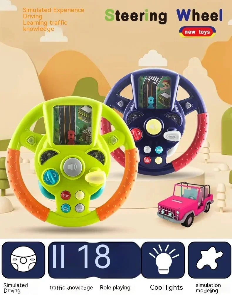 Frendorf | Mini-Lenkrad mit Bildschirm – Spielzeug-Lenkrad für Kinder mit interaktivem Fahrspaß