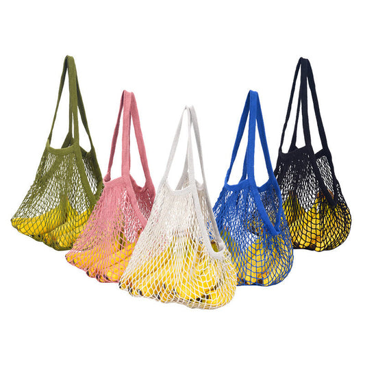 Frendorf | 35X36CM Langer Griff 1.5x25cm Schwarze Baumwolle Netz Tasche Einkaufs Beutel