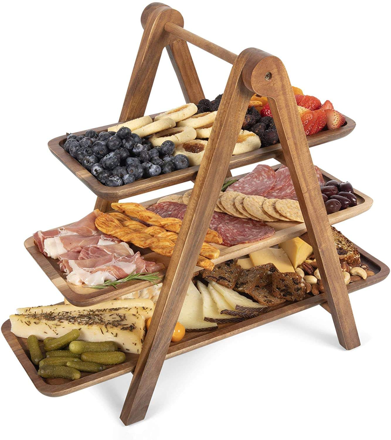 Frendorf | 3-Tierige Servierleiter - Charcuterie-Bretter - Holzservierplatten