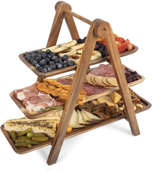Frendorf | 3-Tierige Servierleiter - Charcuterie-Bretter - Holzservierplatten