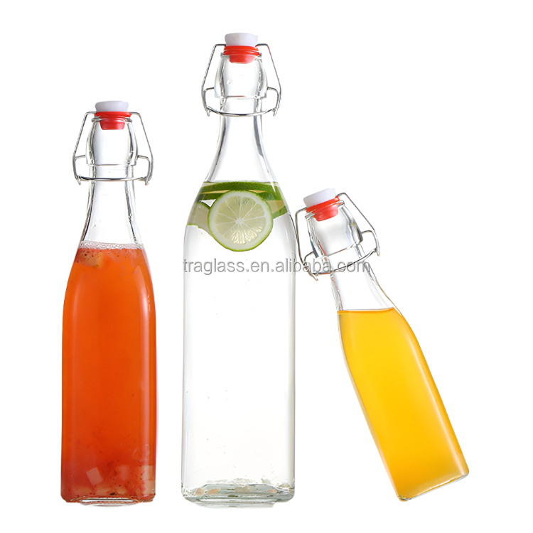 Frendorf | 250ml Klare Leere Trink-Enzym-Getränk Bier Saft Wasser Milch Glasflaschen mit Bügelverschluss
