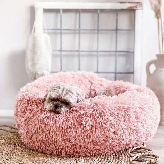 Runder Plüsch Beruhigender Donut Hundebett für kleine bis große Hunde