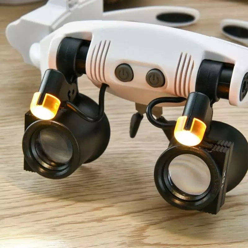 Frendorf | Juwelier Kopfband Vergrößerungsglas 8 Linse LED Licht Brille