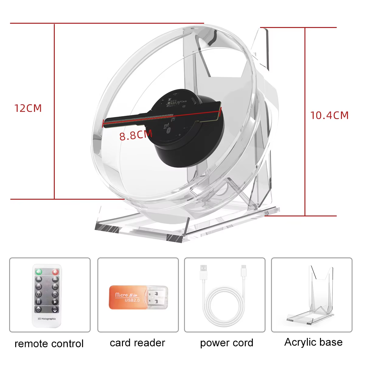 Frendorf | Mini 3D WiFi Display Fernbedienung Hologramm Fan