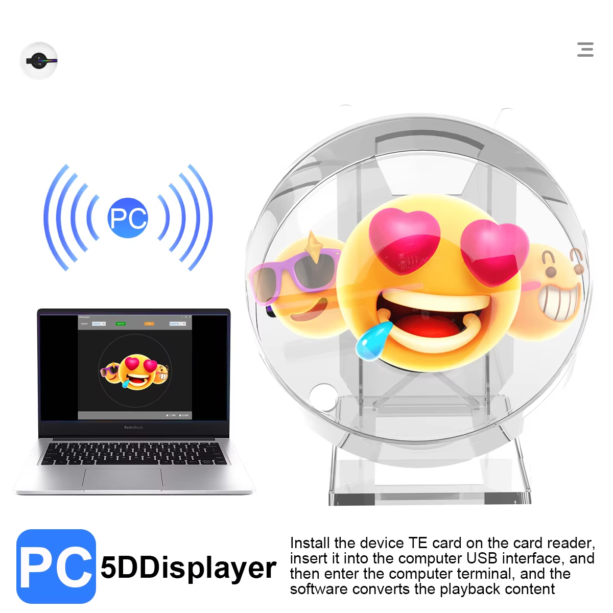 Frendorf | Mini 3D WiFi Display Fernbedienung Hologramm Fan