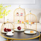 Frendorf | 2-Tier Marmor Dessertständer mit Metallvogelkäfig - Elegante Kuchen- & Snackpräsentation