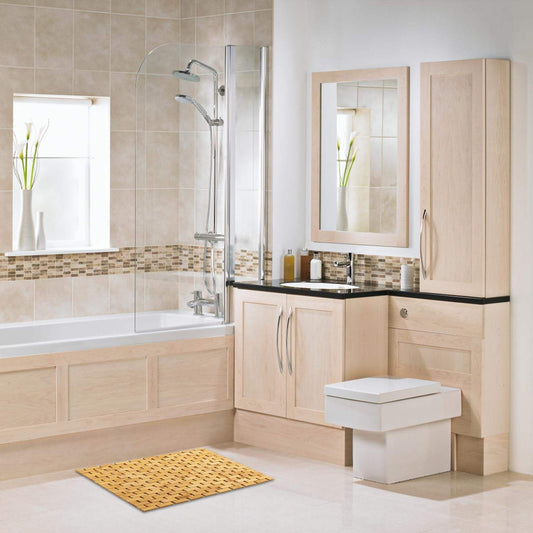 Frendorf | Bambus-Badmatte Rutschfest Wasserabweisender Läuferteppich Für Badezimmer Naturholz Badezimmer Dusche Fußteppich Rutschfester Stoff