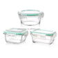 Frendorf | Lebensmittelaufbewahrungsbehälter 1200ml quadratisch klar Bento Glas Lunchbox Salatschüssel mit Bambusdeckel