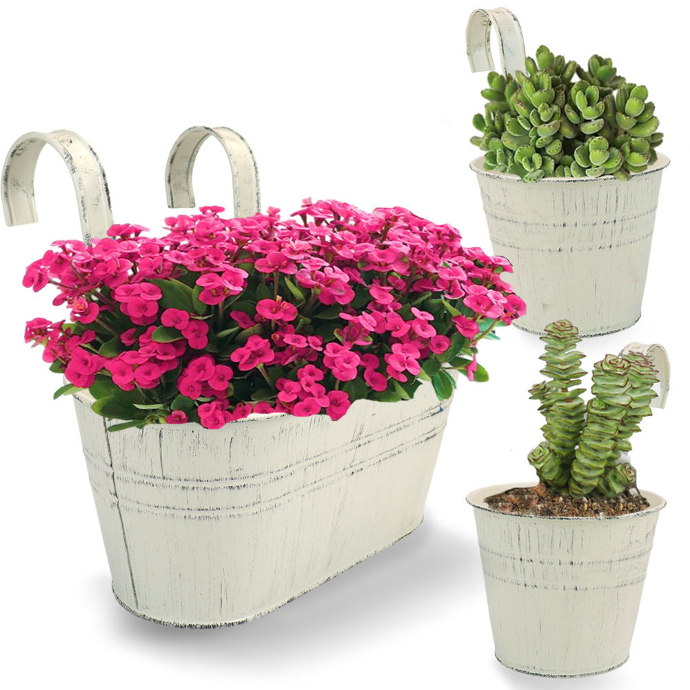 Frendorf | Benutzerdefinierter Metall Eisen Blumentopf Hängetopf Zink Eimer Für Garten Balkon Geländer Wandtopf im Freien