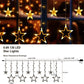 Quntis 138 LED 12-Stern Multicolor Weihnachtsvorhanglichter – Festliche Sternendekoration für Feiertags- und Weihnachtsdekoration