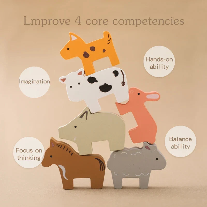 Frendorf | Bauernhof-Tierzug aus Holz – Spielzeug mit flexiblen Rädern für Kinder