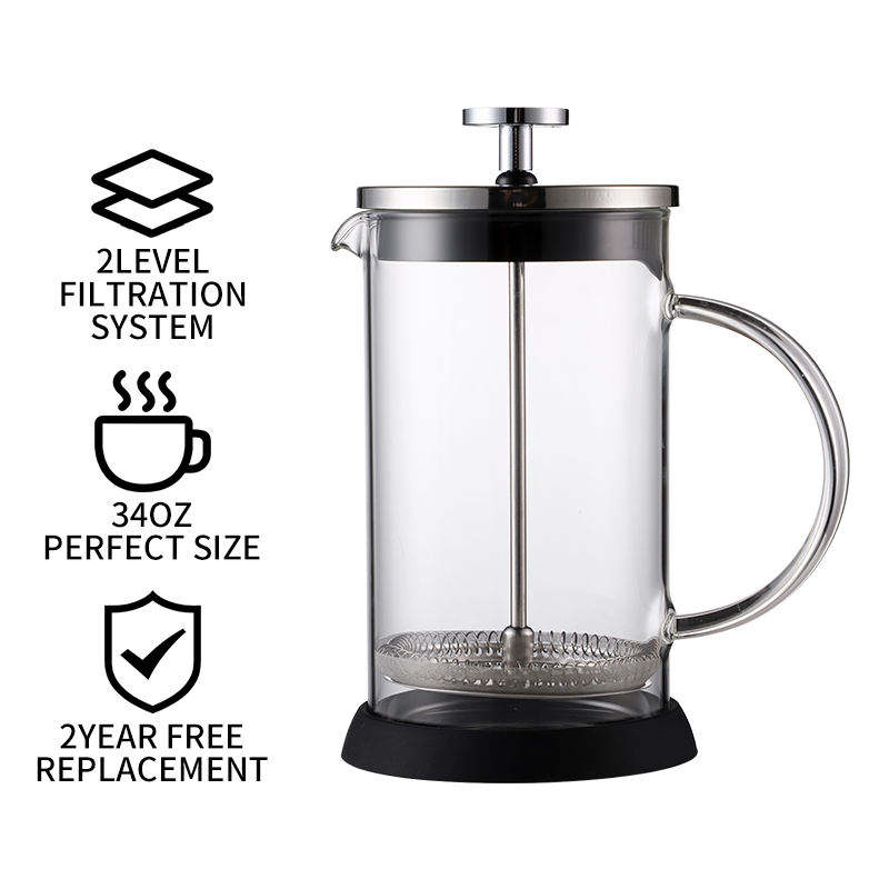 Frendorf | 1000ml Vollständig Transparentes Glas Und 304 Interne Sicherheitskomponenten Zeigen Perfekt Den Exzellenten French Press Kaffeezubereiter