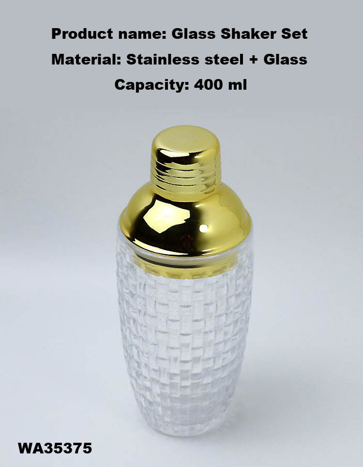 Frendorf | 400ml Gold Deckel Muster Cocktail Shaker
