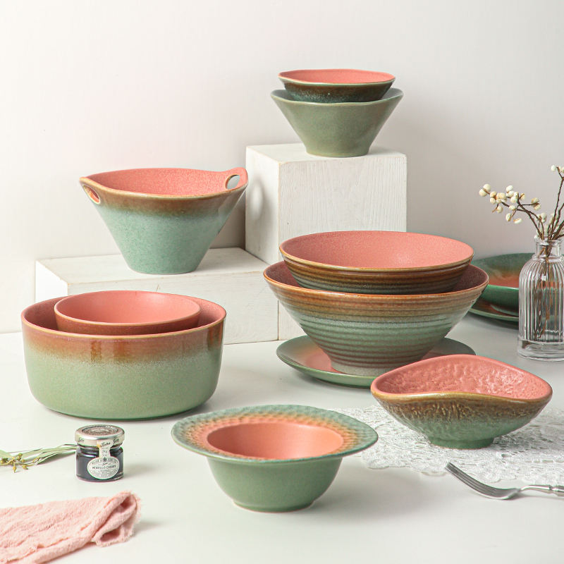 Frendorf | Elegante 23,5 cm Divinity Purple Servierschalen, Set aus 4 - Luxus Rissglasur Keramik, Nachhaltig, Perfekt für Zuhause, Hotel, Restaurant