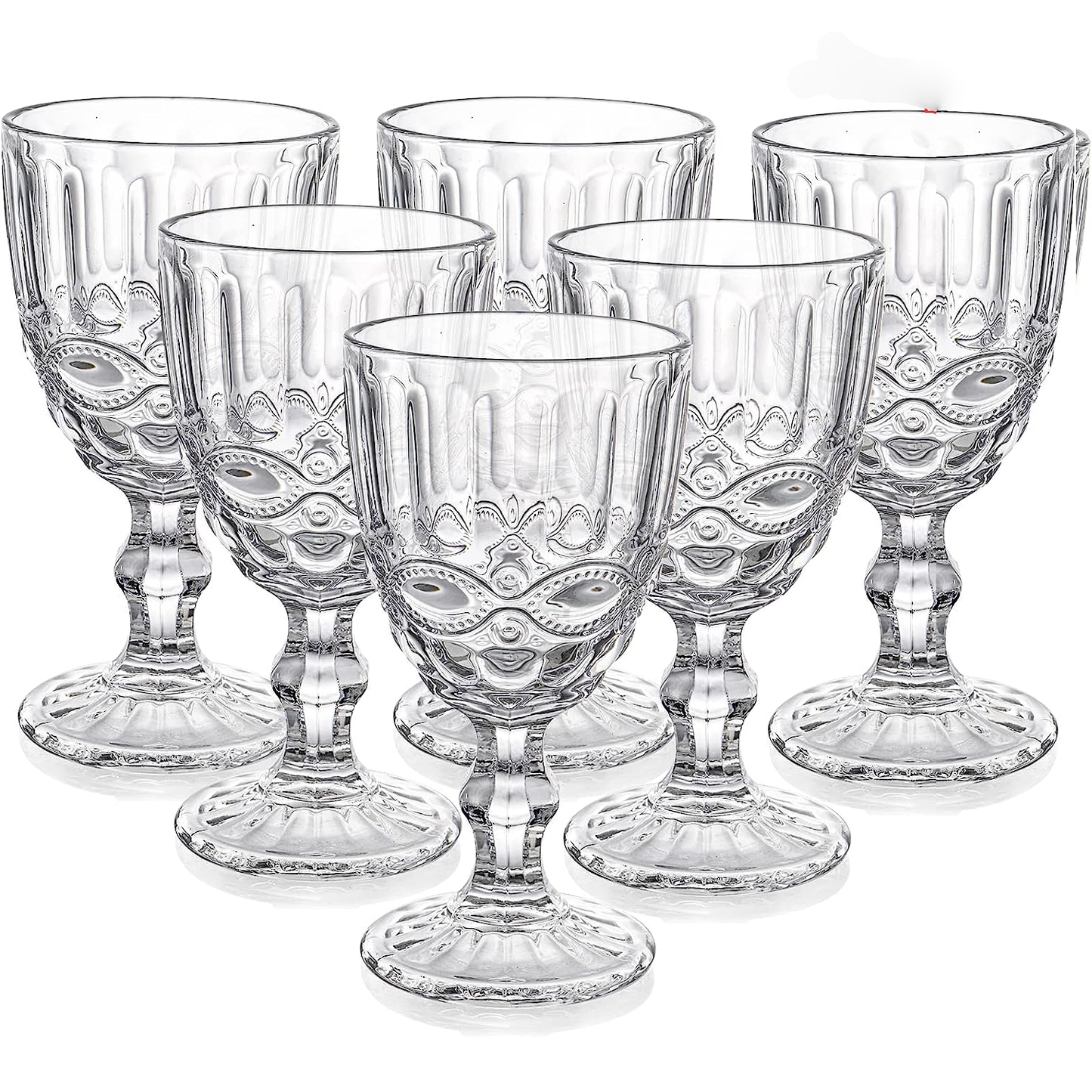 Frendorf | 300ml Blau Viktorianisches Vintage Weinglas Set von 6 - Nachhaltiges Glaswaren für Wein und Getränke