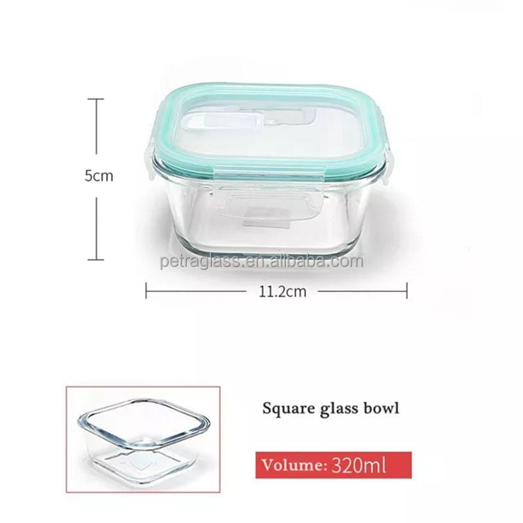 Frendorf | Lebensmittelaufbewahrungsbehälter 1200ml quadratisch klar Bento Glas Lunchbox Salatschüssel mit Bambusdeckel