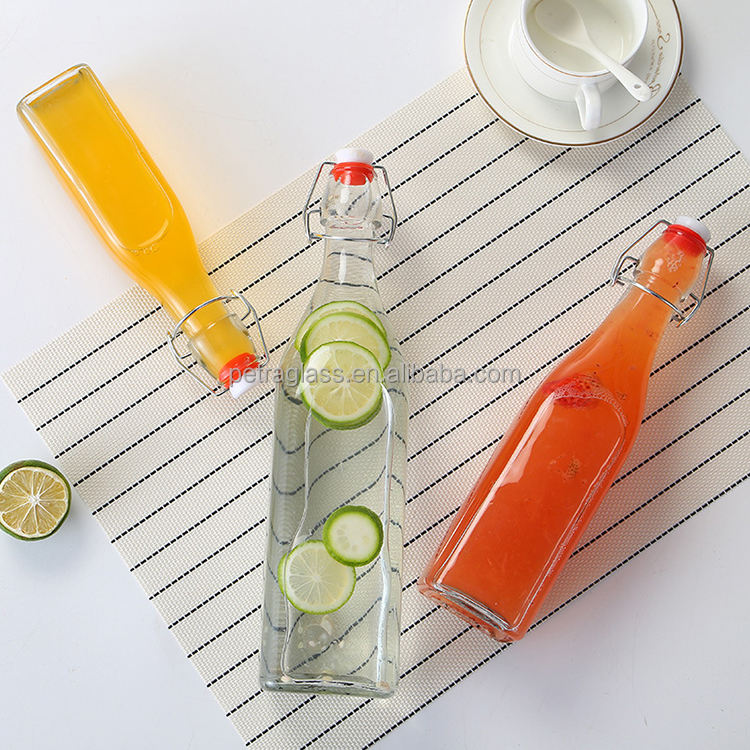Frendorf | 250ml Klare Leere Trink-Enzym-Getränk Bier Saft Wasser Milch Glasflaschen mit Bügelverschluss