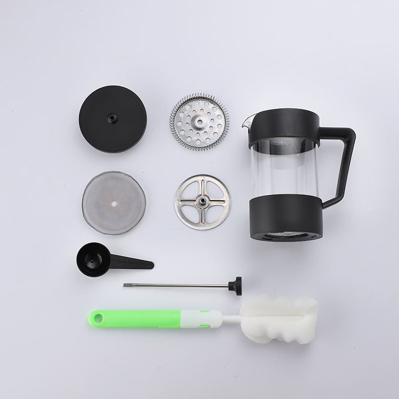 Frendorf | Kaffee Tee 1000ml French Press Kunststoff Schwarz Hitzebeständiges Borosilikatglas French Press Kaffeezubereiter