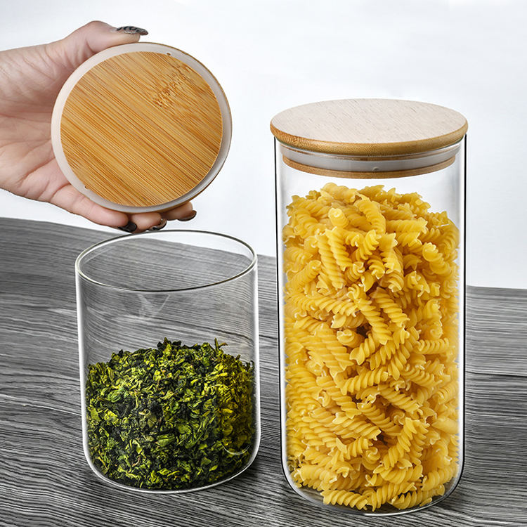 Frendorf | 250 ml Zylinder Aufbewahrungsglas mit Bambusdeckel