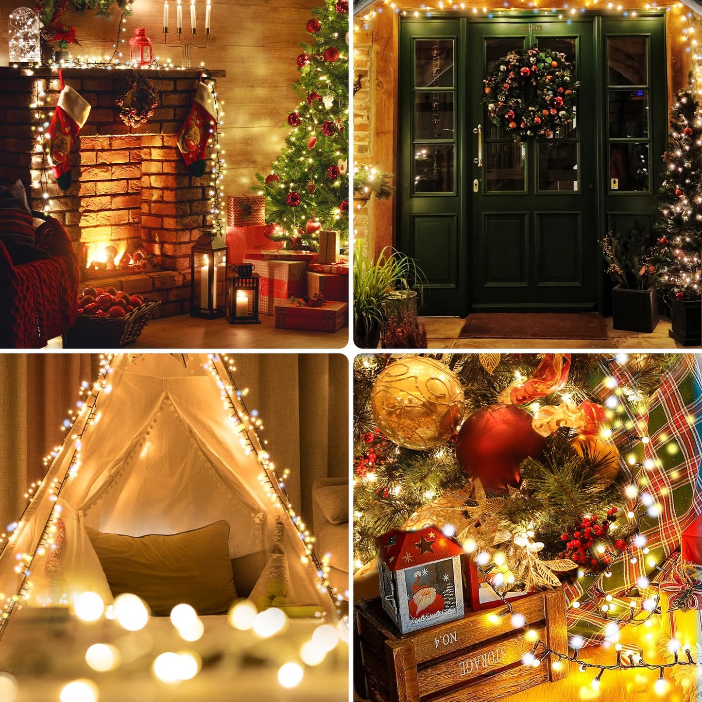 Quntis 400 LED 13FT Cluster Weihnachtslichter Plug-in, Blau & Gelb Globe Weihnachtslicht Dekoration für Innen Außen Weihnachtsbaum Schlafzimmer Hochzeit Party (8 Funkelmodus, anschließbar, wasserdicht)