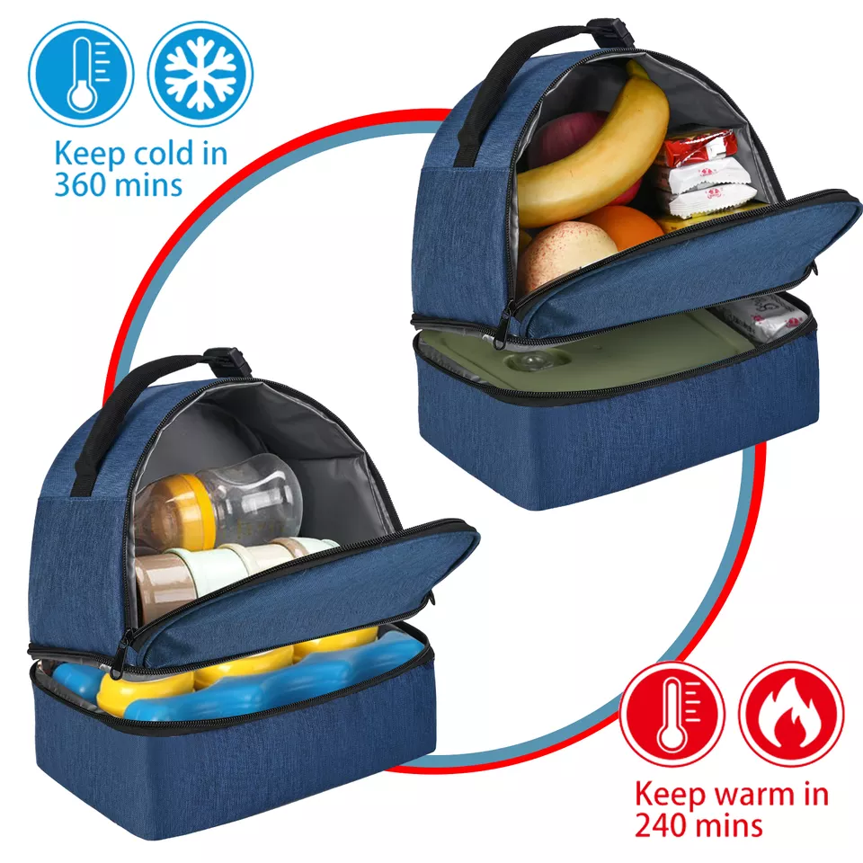 Frendorf | Bento-Tasche groß verdickte Studenten-Lunch-Tasche Oxford-Stoff ein Schulter Outdoor-Picknick-Thermoschutz-Tasche Schwarz