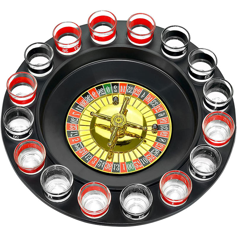 Frendorf | 16 Shot-Glas-Casino-Maschine Roulette Trinkspiel für Trink-Roulette-Wheel-Party