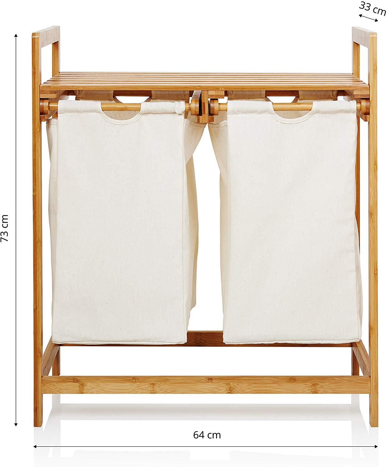 Frendorf | Badezimmerregal bodenständig, zweilagiges Stoff-Badezimmerregal, Wohnzimmer-Storage-Rack, einfacher Küchenaufbewahrungskorb