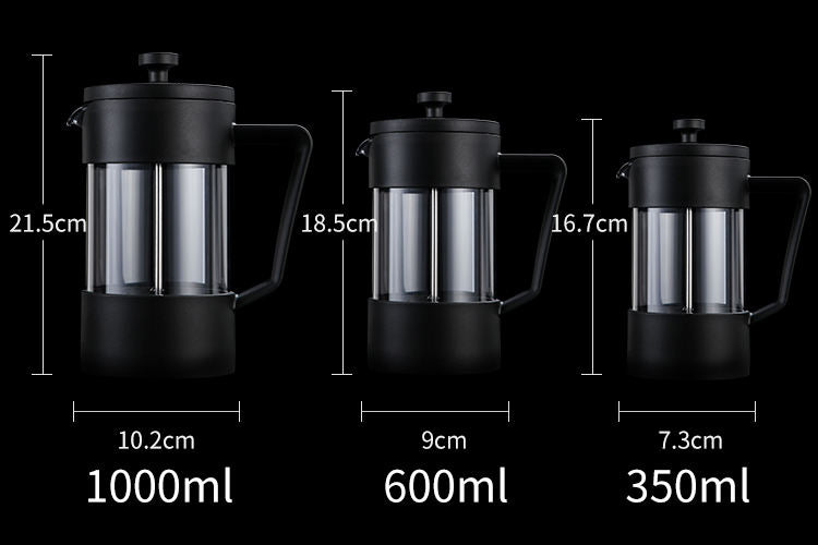 Frendorf | Kaffee Tee 1000ml French Press Kunststoff Schwarz Hitzebeständiges Borosilikatglas French Press Kaffeezubereiter