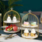 Frendorf | 2-Tier Marmor Dessertständer mit Metallvogelkäfig - Elegante Kuchen- & Snackpräsentation