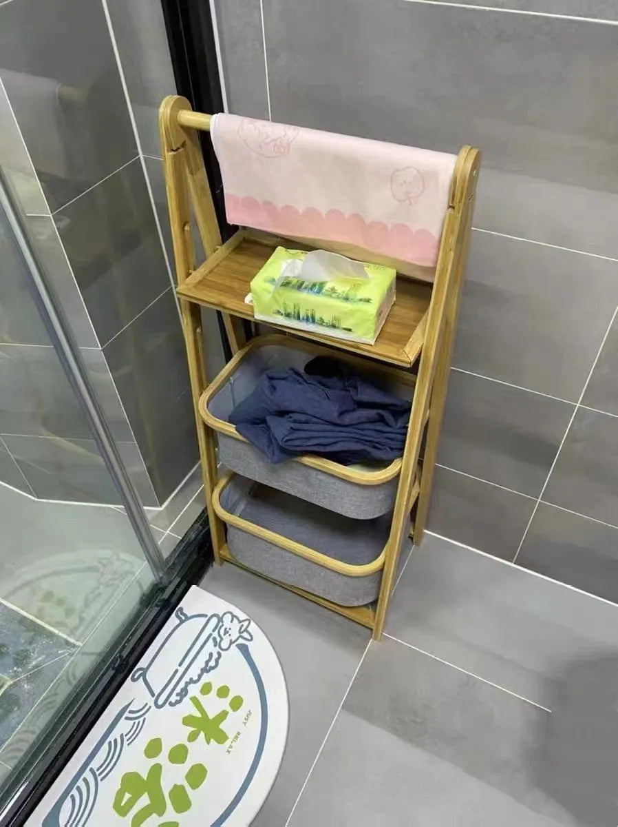 Frendorf | Bamboo-Bogen-Lagerregal Badezimmer-Lagerregal Mehrlagiges optionales Bambus-Lagerregal