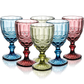 Frendorf | 300ml Pink Victorian Vintage Weinglas Set von 6 - Nachhaltiges Glas, Elegantes Design für Weinliebhaber
