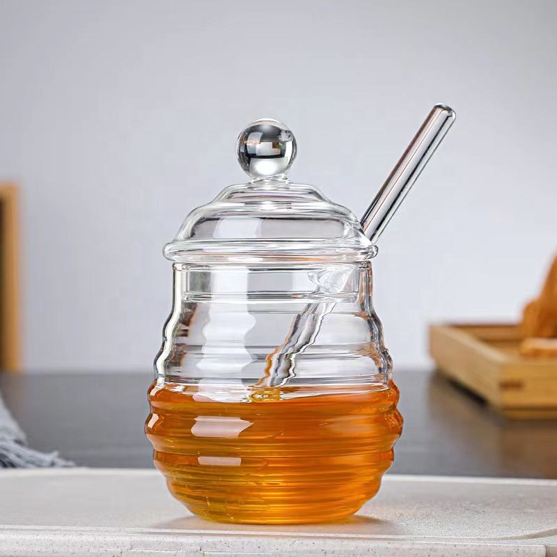 Frendorf | Klares 250ml Glas Honigglas mit Dipper