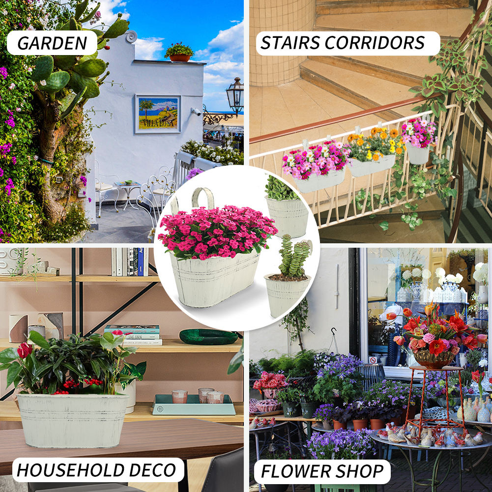 Frendorf | Benutzerdefinierter Metall Eisen Blumentopf Hängetopf Zink Eimer Für Garten Balkon Geländer Wandtopf im Freien