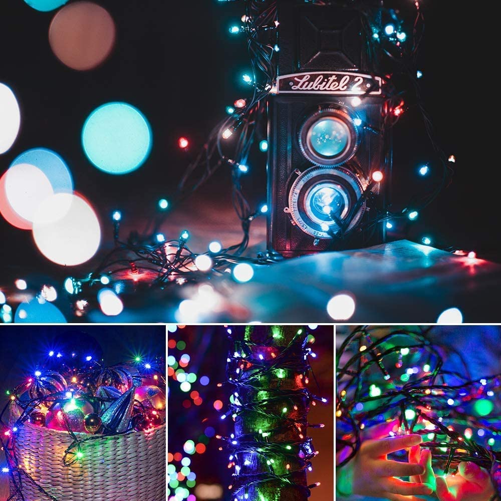 Quntis 40m (132FT) Batterie Lichterkette Aussen IP44 | 300 LEDs, 8 Modi & Timer für Weihnachten