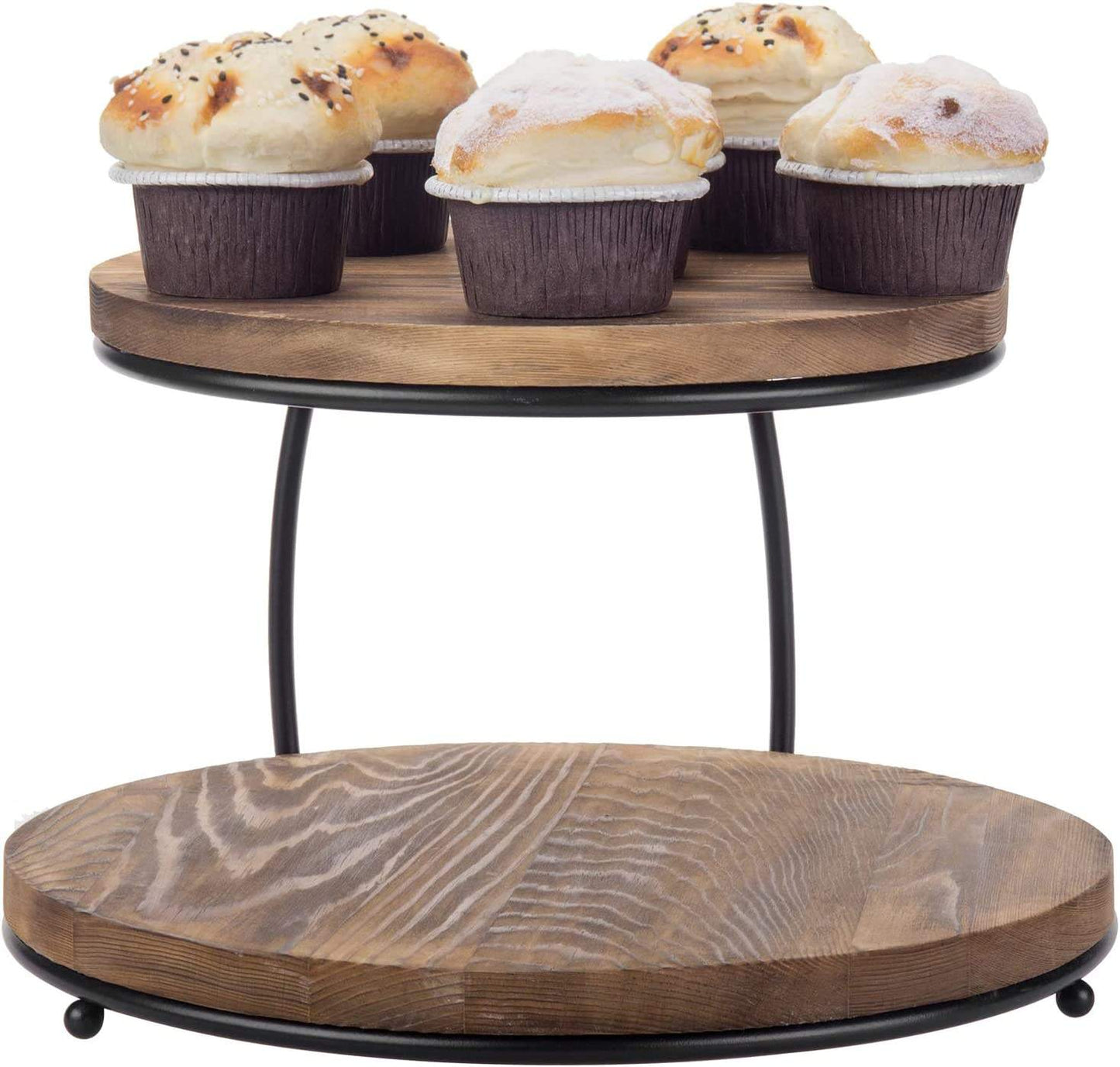 Frendorf | Brennholz Cupcake Halter Stand mit schwarzem Metallrahmen