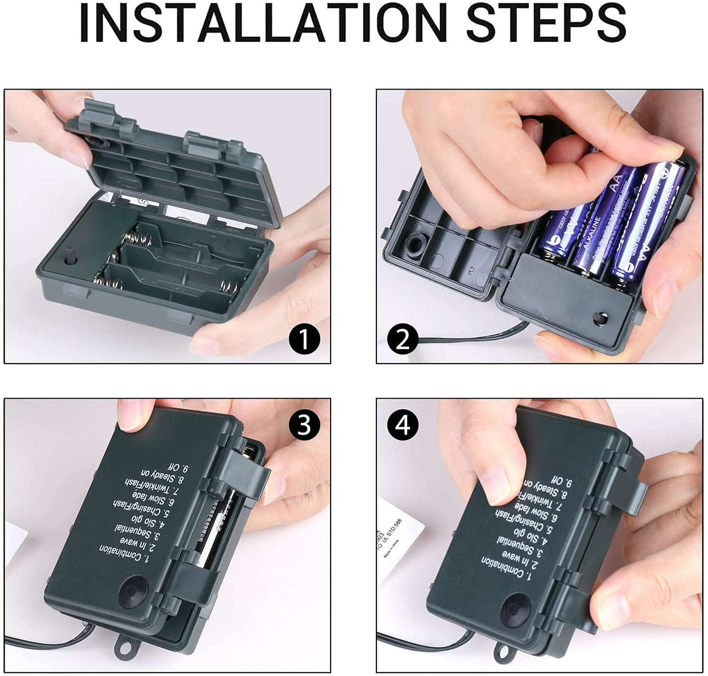 Quntis 40m (132FT) Batterie Lichterkette Aussen IP44 | 300 LEDs, 8 Modi & Timer für Weihnachten
