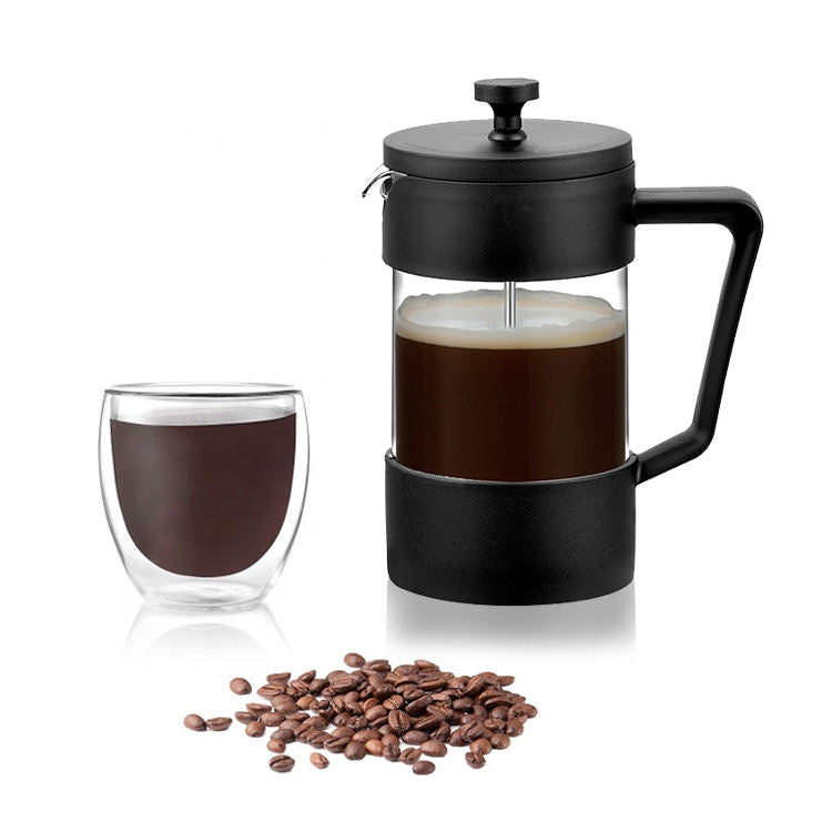 Frendorf | Kaffee Tee 1000ml French Press Kunststoff Schwarz Hitzebeständiges Borosilikatglas French Press Kaffeezubereiter